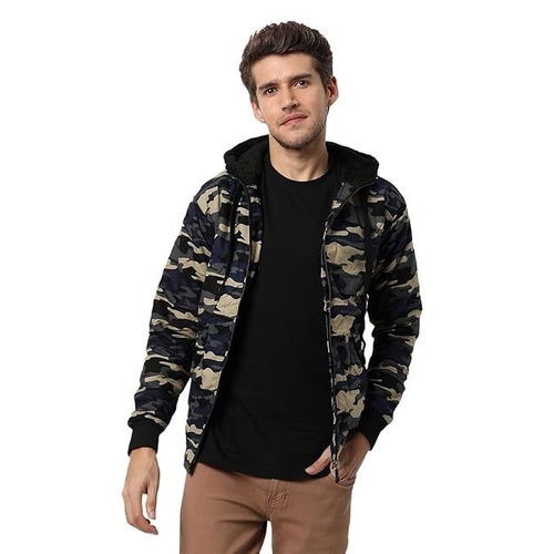 Men's Hooded Army Camouflage Regular Fit Cotton Jacket For Winter Wear