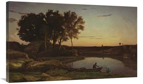 Global Gallery GCS-459966-40-142 40 in. Landscape with Lake & Boatman 