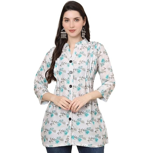 Womens Lightweight Long Casual 3/4 Sleeve Collor Neck Cotton Digital