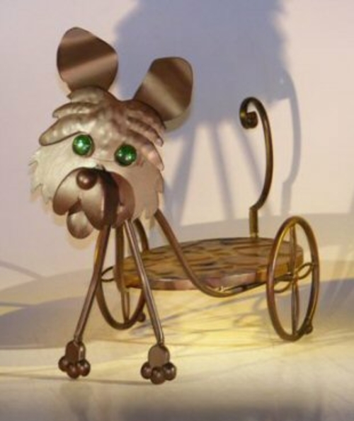 Metal Dog Garden Pot Holder with Moving Head and Tail.21.0" x 8.0" x