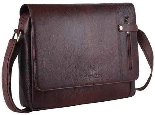 Sleek Leather Messenger Bag for Men (Size-11INCH) (Color-BROWN)
