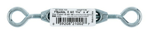 Hampton 02-3426-103 0.18 x 4 in. Zinc Plated Steel Turnbuckle 