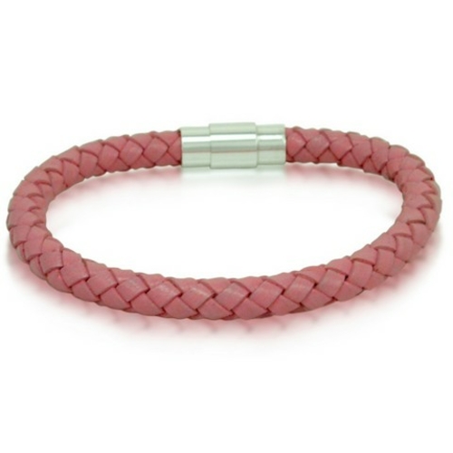 Oxford Ivy Braided Pink Leather Ladies Bracelet