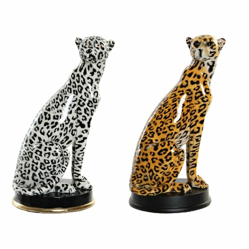 Decorative Figure DKD Home Decor Black Orange White Leopard Resin