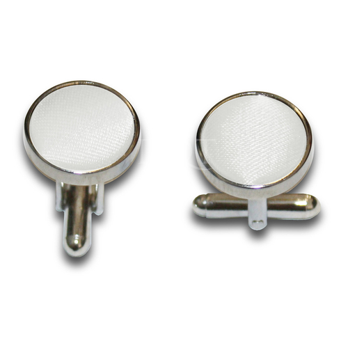 Plain Satin Cufflinks - White