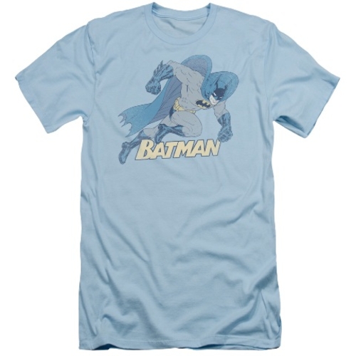 Trevco Batman-Running Retro - Short Sleeve Adult 30-1 Tee - Light Blue