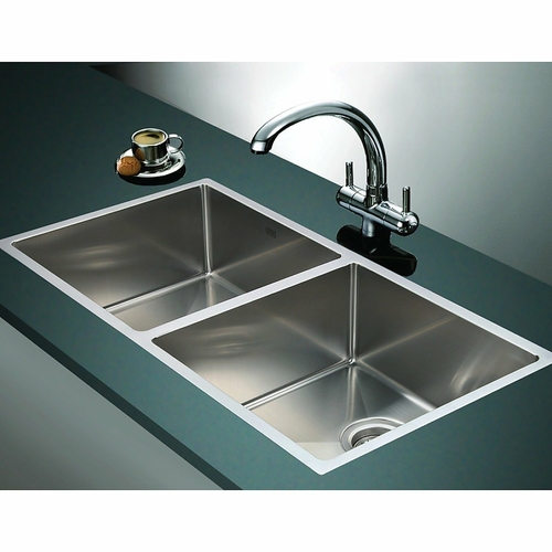 1.0mm Handmade Double Stainless Steel Sink with Waste - 865x440mm