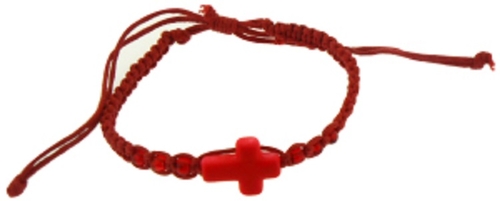 Solid Rock Jewelry 144822 Red Cotton Adjustable Friendship with Cross 