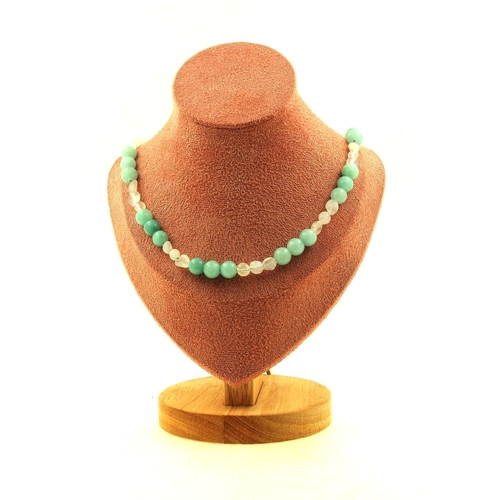 Moonstone from India + Angelite 8 mm beads necklace.