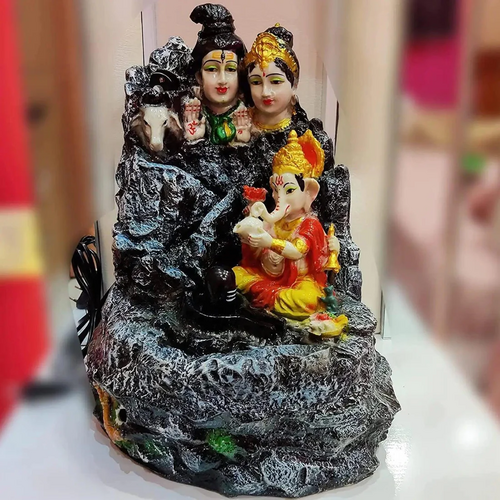 ALiLa Lord Shiva Family Water Fountain Statue with LED Light for