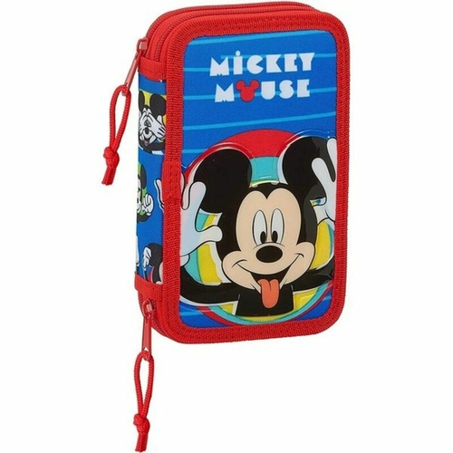 Double Pencil Case Mickey Mouse Clubhouse Me Time Blue Red (28 pcs)