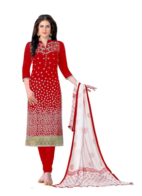 Generic Women's Cotton Salwar Material (Red,