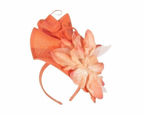 Bespoke orange fascinator with flower