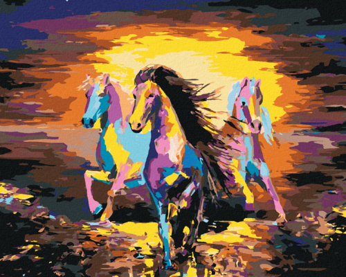 Paint by Numbers - COLOURFUL HERD OF HORSES