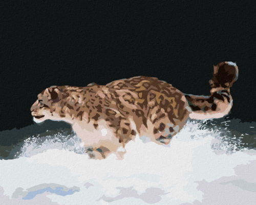 Zuty - Paint by Numbers - SNOW LEOPARD RUNNING IN THE SNOW (D. RUSTY