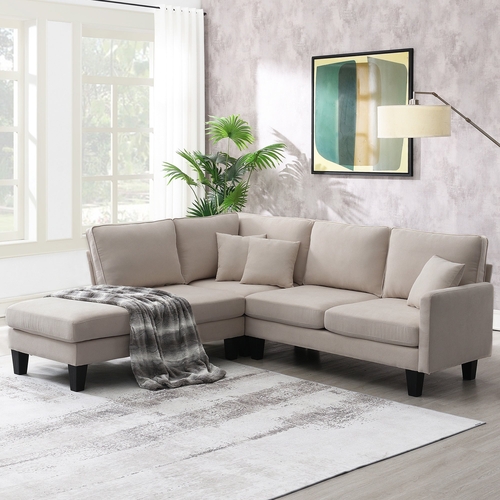 90*88" Terrycloth Modern Sectional Sofa,5-Seat Practical Couch Set