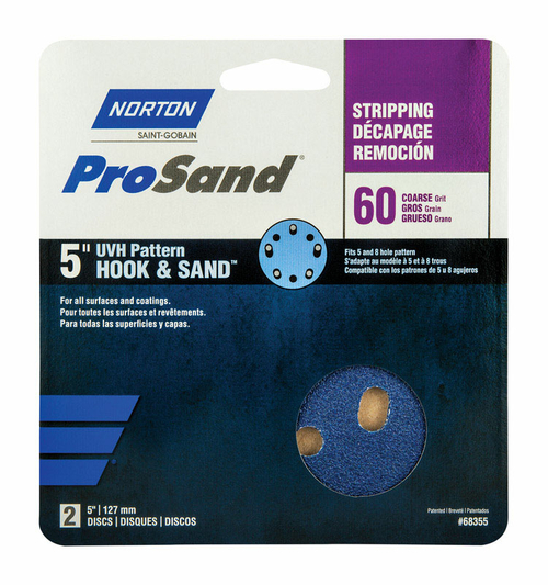 Norton 1918127 ProSand 5 in. Zirconia Alumina Hook & Loop 5 & 8 Hole U