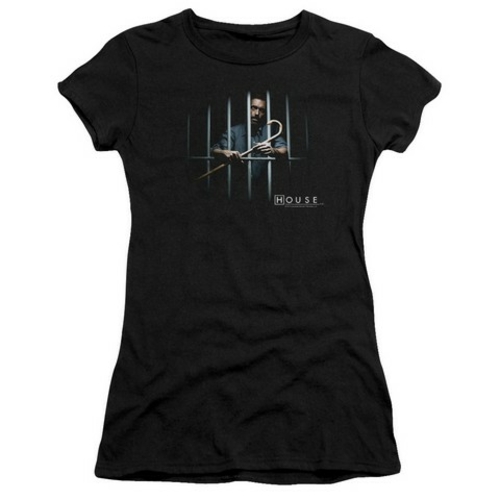 Trevco House-Behind Bars Short Sleeve Junior Sheer Tee, Black - XL