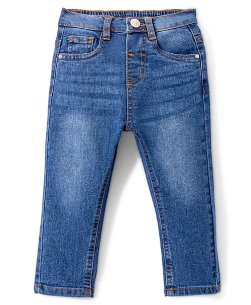Denim Full Length with Stretch Washed Jeans - Medium Blue