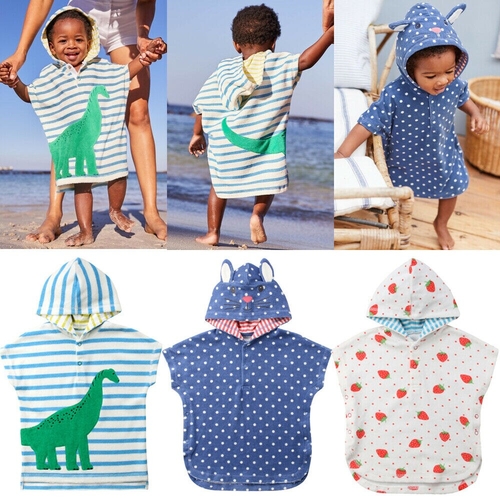 Cotton Hooded Infant Kids Baby Girls Boys Swimwear