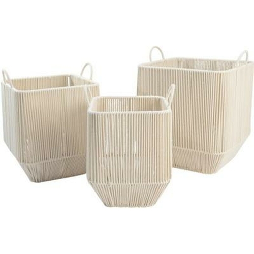 Basket set DKD Home Decor Beige Metal Cotton (3 Pieces) (37 x 37 x 45