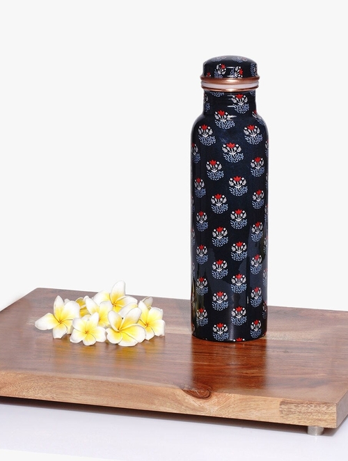 Blue Hand Crafted Copper Hand Carved Bottle 1 Litre