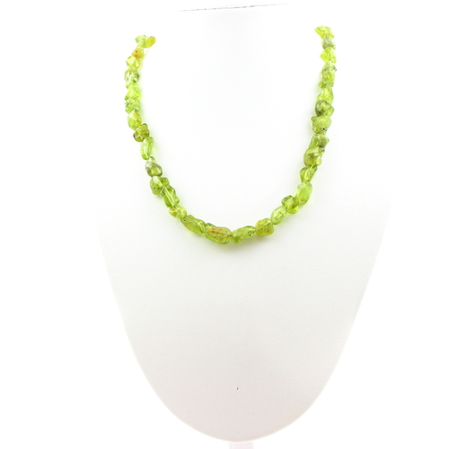 Peridot from Myanmar (Burma) bead necklace stainless steel chain