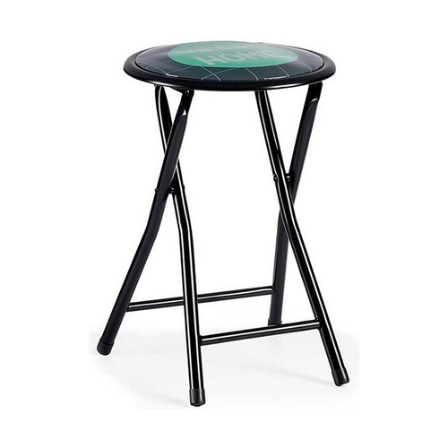 Folding Stool Home Turquoise Black Metal PVC 30 x 45 x 30 cm