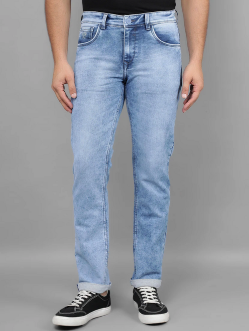 Men Mid Rise Plain Jeans(size34)(ColorBlue)