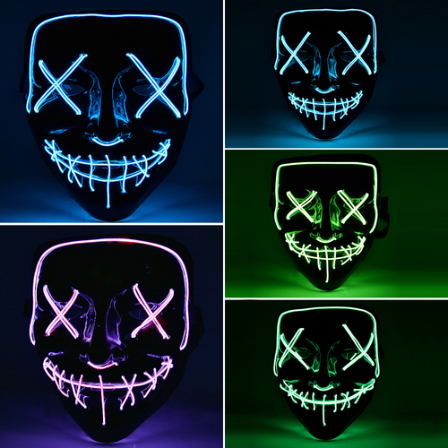 Funny LED Light Up Mask for Glow In Dark Halloween