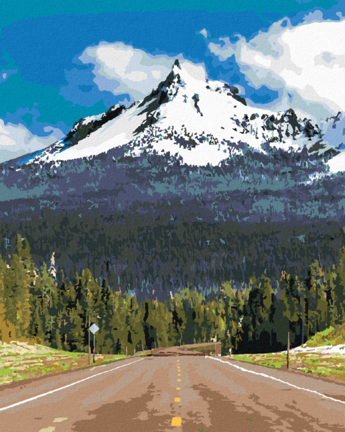 Paint by Numbers - SNOW-CAPPED MOUNTAIN AND ROAD (TED DAVIS)