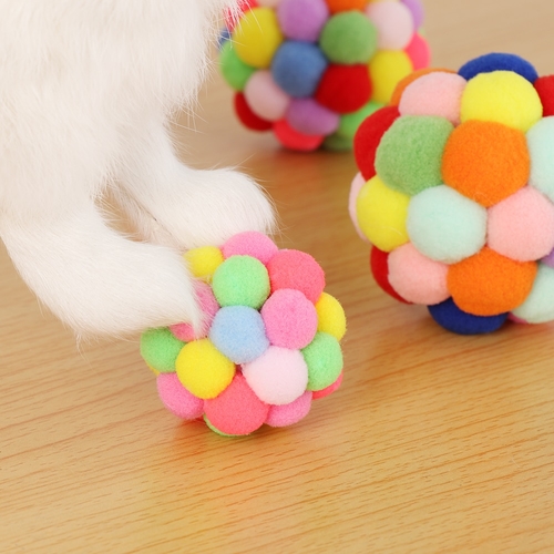 1PC Funny Colorful Pet Cat Toy Handmade Bells