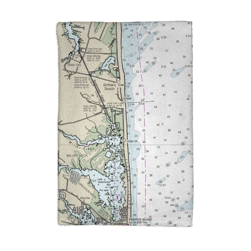 Betsy Drake KT12214BB Bethany Beach, DE Nautical Map Kitchen Towel