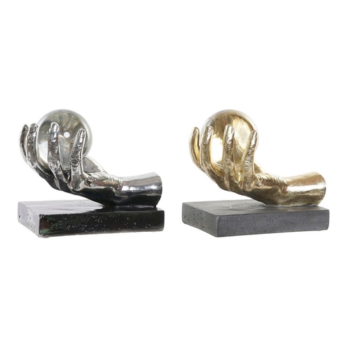 Decorative Figure DKD Home Decor Crystal Silver Golden Resin Hand 20 x