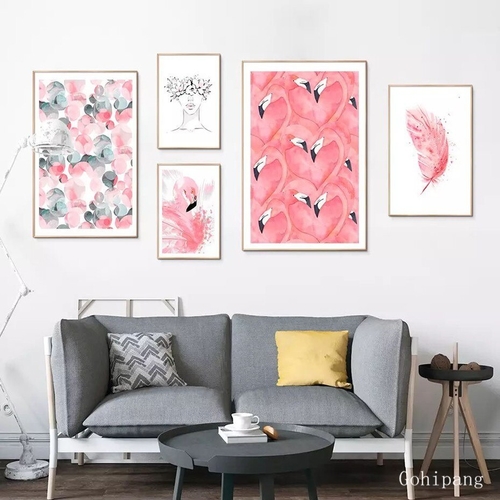 Beautiful Pink Flamingo Feather Posters Abstract