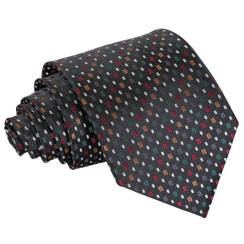 Bohemian Geometric Classic Tie - Black with Red and Gold