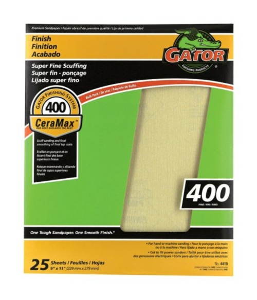 Gator Grit 3409 400 Grit Aluminum Oxide Sandpaper - pack of 25