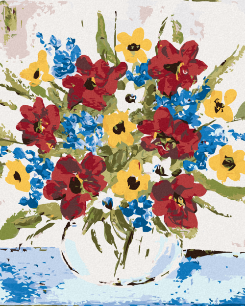 Paint by Numbers - COLOURFUL FLOWERS IN A VASE (HALEY BUSH)