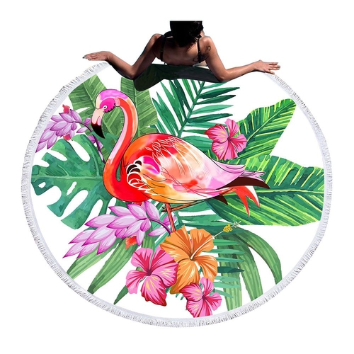 Flamingo Round Beach Towel Large Towel for Adults