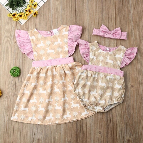 Sister Set For Christmas Deer Toddler Kids Baby