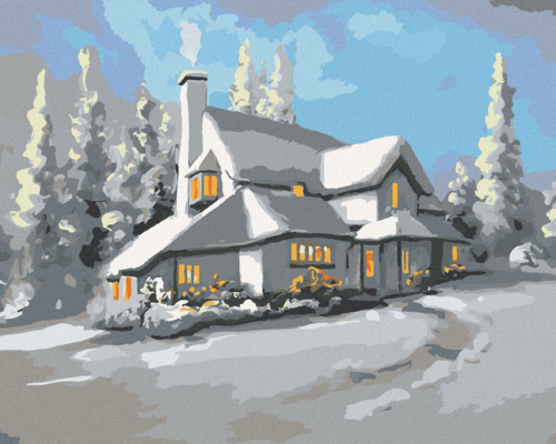 Zuty - Paint by Numbers - SNOWY WHITE HOUSE (D. RUSTY RUST), 40x50 cm