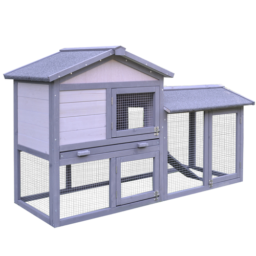 PawHut Wood Rabbit Hutch Backyard Bunny Cage Small Animal House