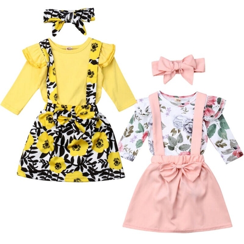 Pudcoco Autumn 3PCS Toddler kids Baby Girls Cotton