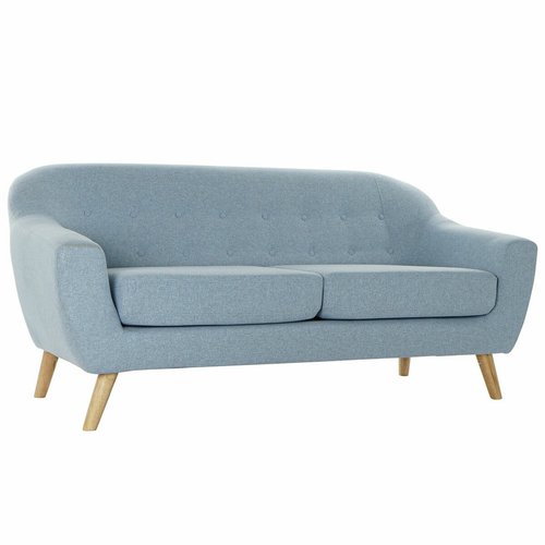 3-Seater Sofa DKD Home Decor Polyester Rubber wood Sky blue (172 x 80