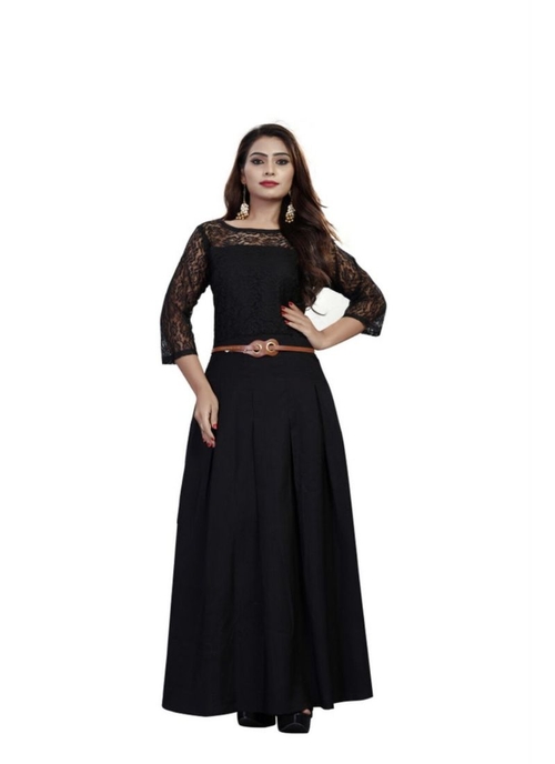 Black Color American Crepe Gown