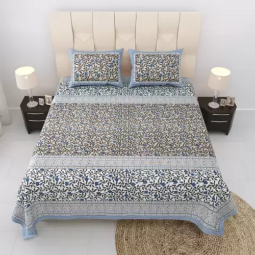 244 TC Cotton Super King Floral Flat Bedsheet  (Pack of 1,