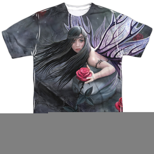 Anne Stokes & Rose Fairy-Short Sleeve Adult Poly Crew T-Shirt, Whi