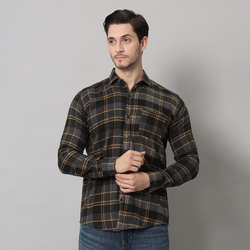 Men Flannel Slim Fit Shirt (Size-L) (Color-DARK GREY)