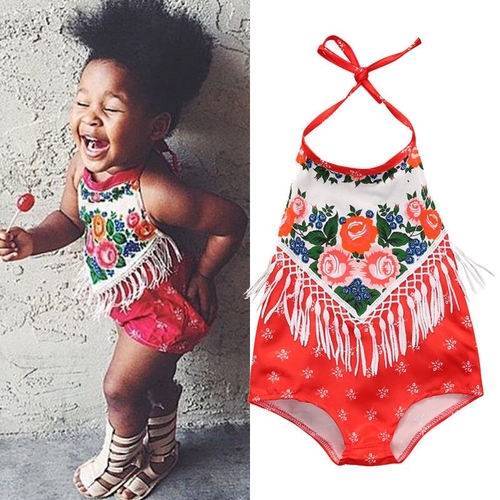 Baby Red Rose Floral Bodysuits Newborn Girls