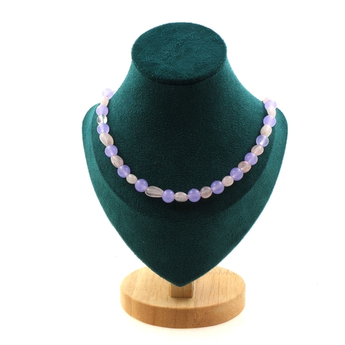Rose Quartz + Lavender Chalcedony 8 mm beads necklace.